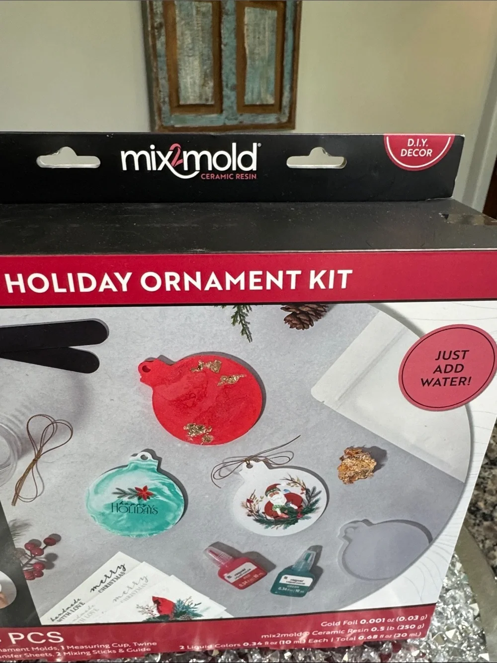 Holiday Ornament Kit — Red and Teal Ornament Craft Set